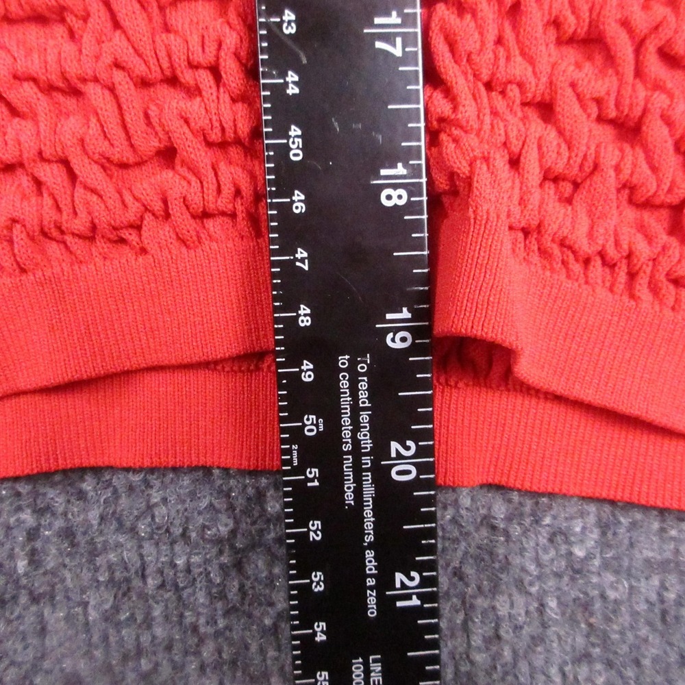 Marled Shirt Womens Small Red Textured Smocked Short Sleeve Knit Tee Top - Picture 7 of 7